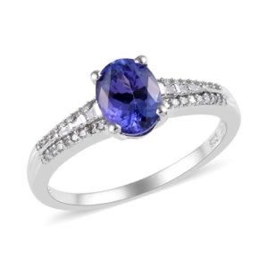 Tanzanite & diamond ring platinum over 925 STS